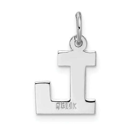 14k White Gold 14KW Small Block Letter L Initial Charm