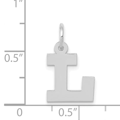 14k White Gold 14KW Small Block Letter L Initial Charm