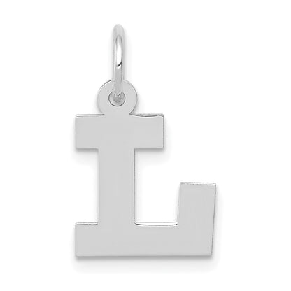 14k White Gold 14KW Small Block Letter L Initial Charm