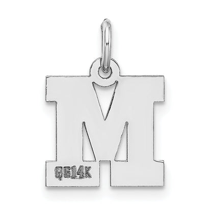 14k White Gold 14KW Small Block Letter M Initial Charm