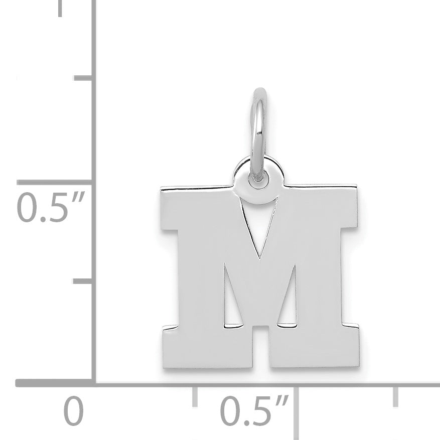 14k White Gold 14KW Small Block Letter M Initial Charm