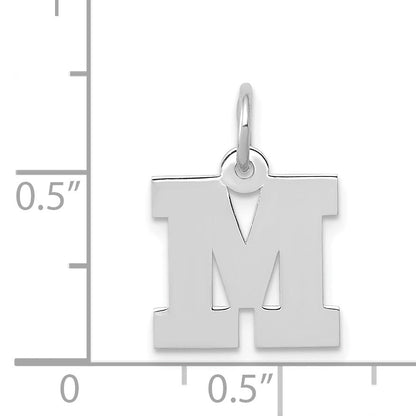 14k White Gold 14KW Small Block Letter M Initial Charm