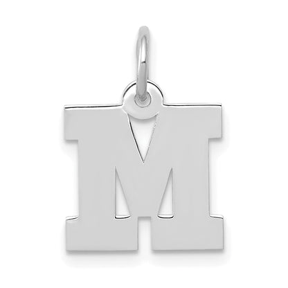 14k White Gold 14KW Small Block Letter M Initial Charm