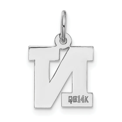 14k White Gold 14KW Small Block Letter N Initial Charm