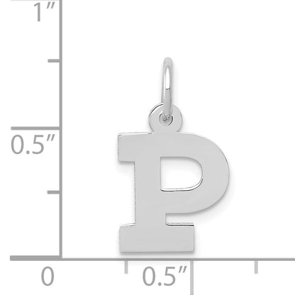 14k White Gold 14KW Small Block Letter P Initial Charm