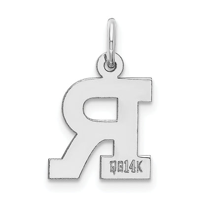 14k White Gold 14KW Small Block Letter R Initial Charm
