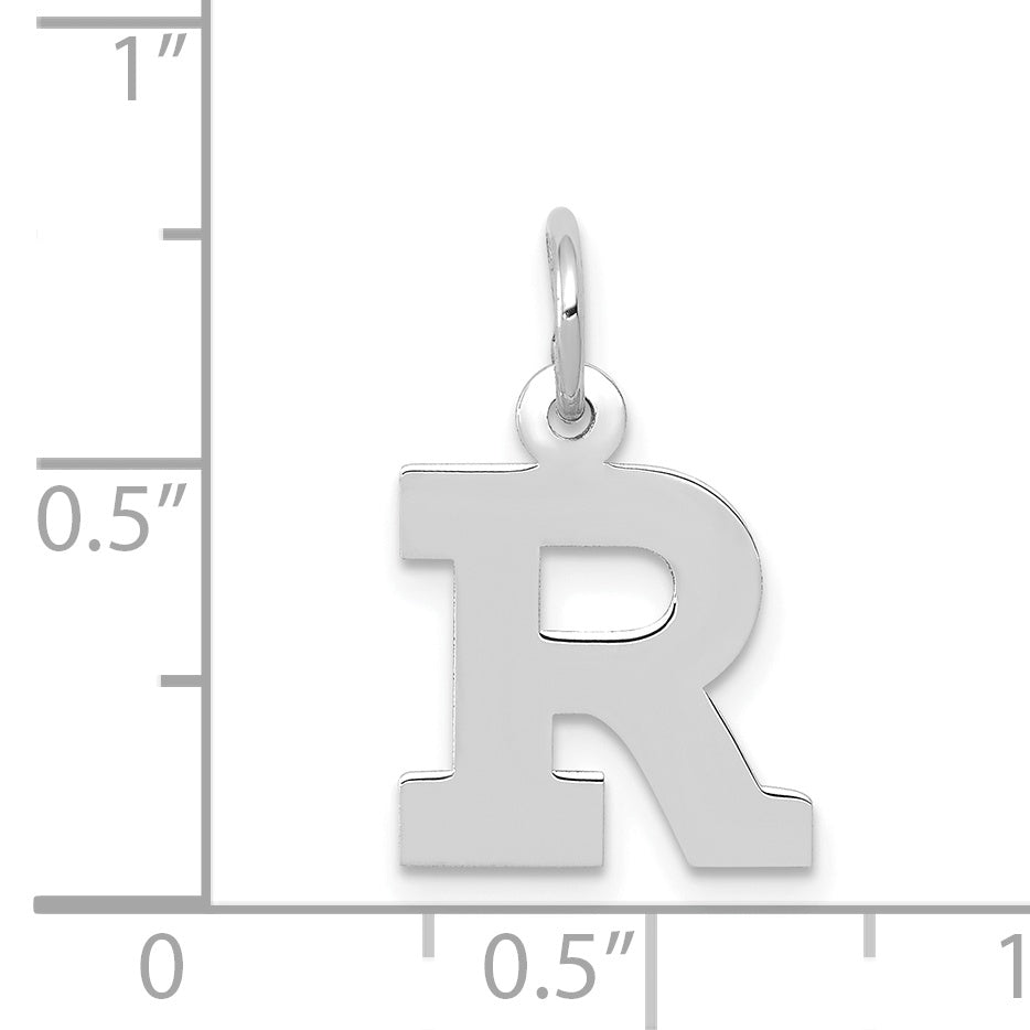14k White Gold 14KW Small Block Letter R Initial Charm