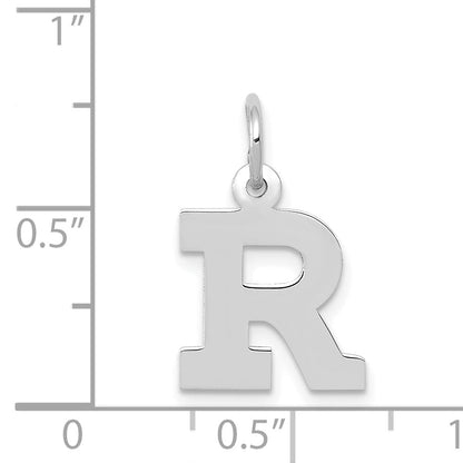 14k White Gold 14KW Small Block Letter R Initial Charm