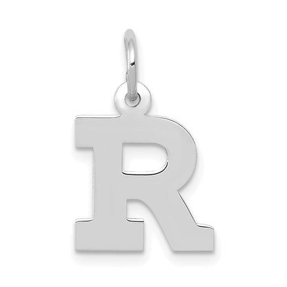14k White Gold 14KW Small Block Letter R Initial Charm