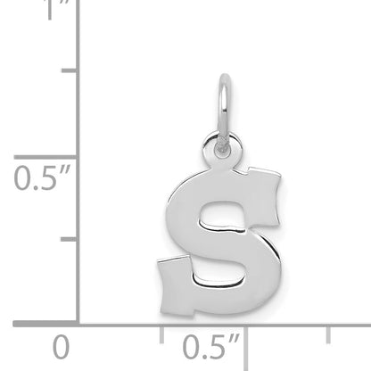 14k White Gold 14KW Small Block Letter S Initial Charm
