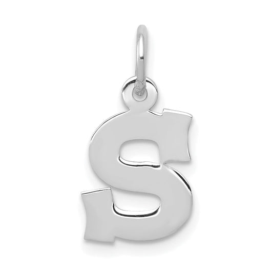 14k White Gold 14KW Small Block Letter S Initial Charm