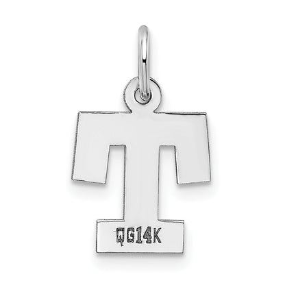 14k White Gold 14KW Small Block Letter T Initial Charm