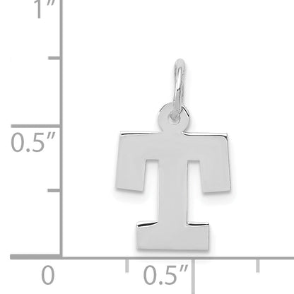 14k White Gold 14KW Small Block Letter T Initial Charm