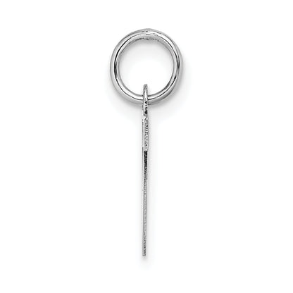 14k White Gold 14KW Small Block Letter V Initial Charm