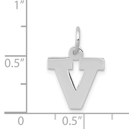 14k White Gold 14KW Small Block Letter V Initial Charm