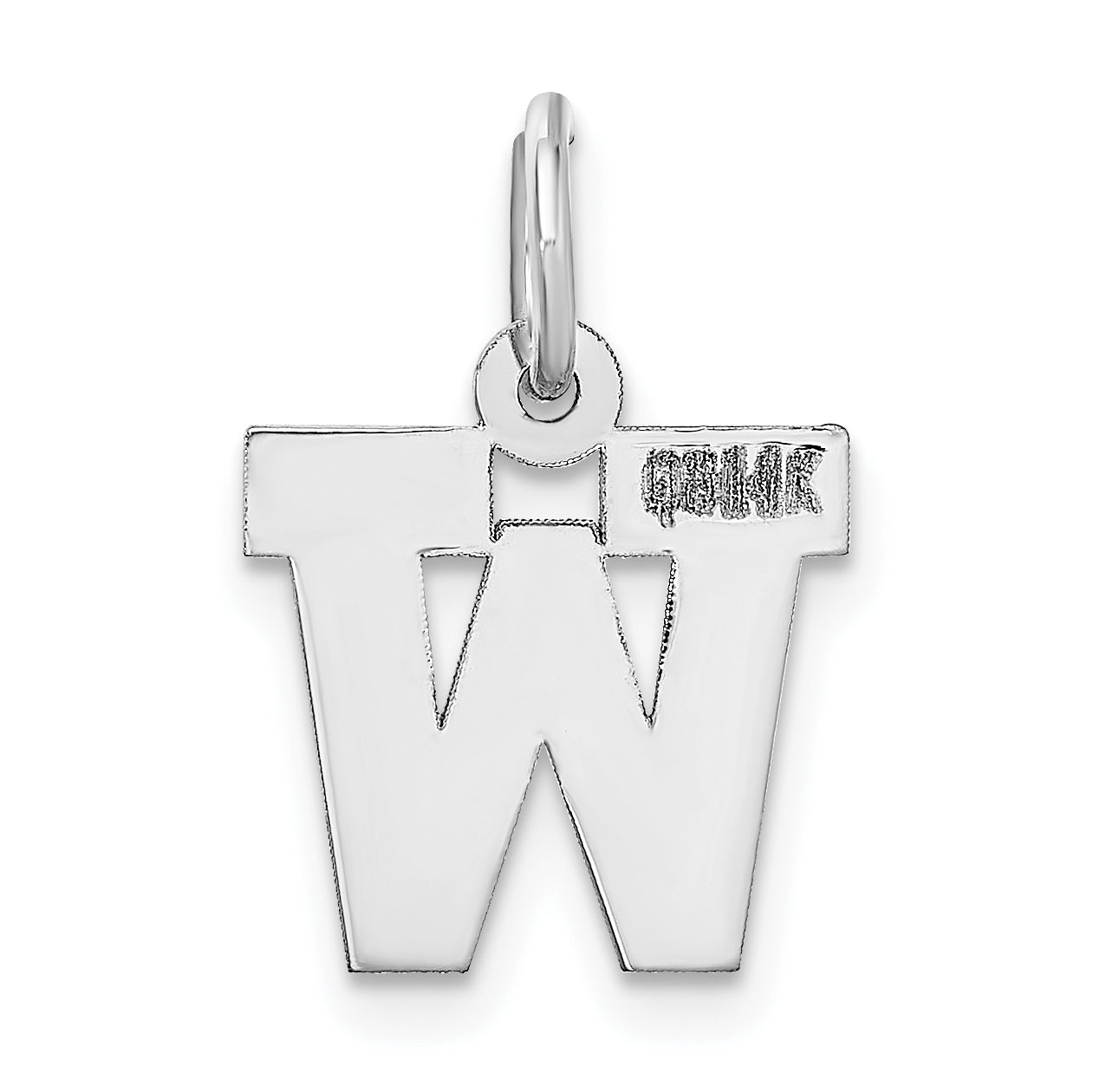 14k White Gold 14KW Small Block Letter W Initial Charm