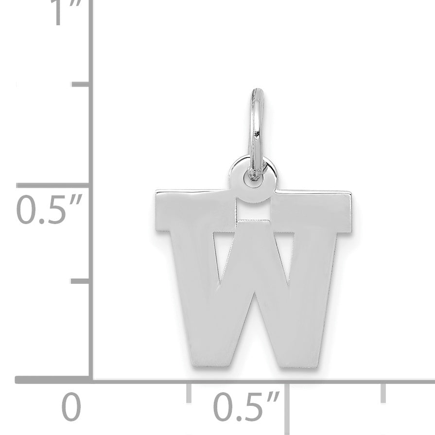 14k White Gold 14KW Small Block Letter W Initial Charm