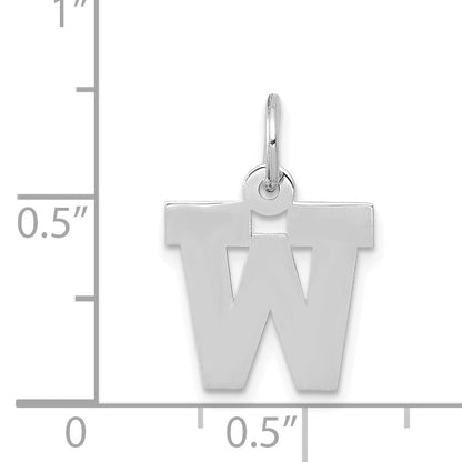 14k White Gold 14KW Small Block Letter W Initial Charm