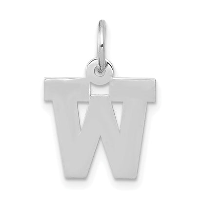 14k White Gold 14KW Small Block Letter W Initial Charm
