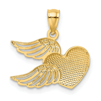 14k Yellow & Rhodium 14K and White Rhodium Polished Heart w/ Wings Pendant
