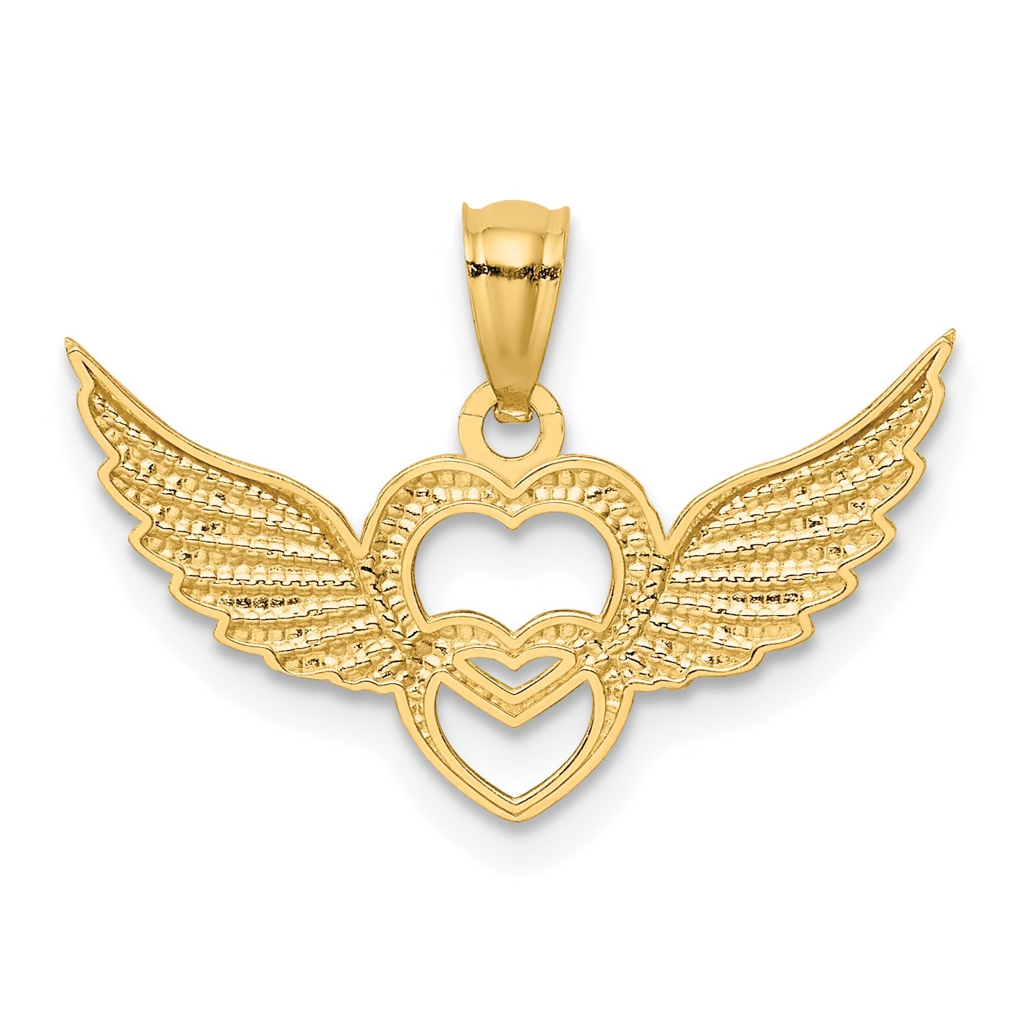 14k Yellow & Rhodium 14K and White Rhodium Polished Hearts w/ Wings Pendant