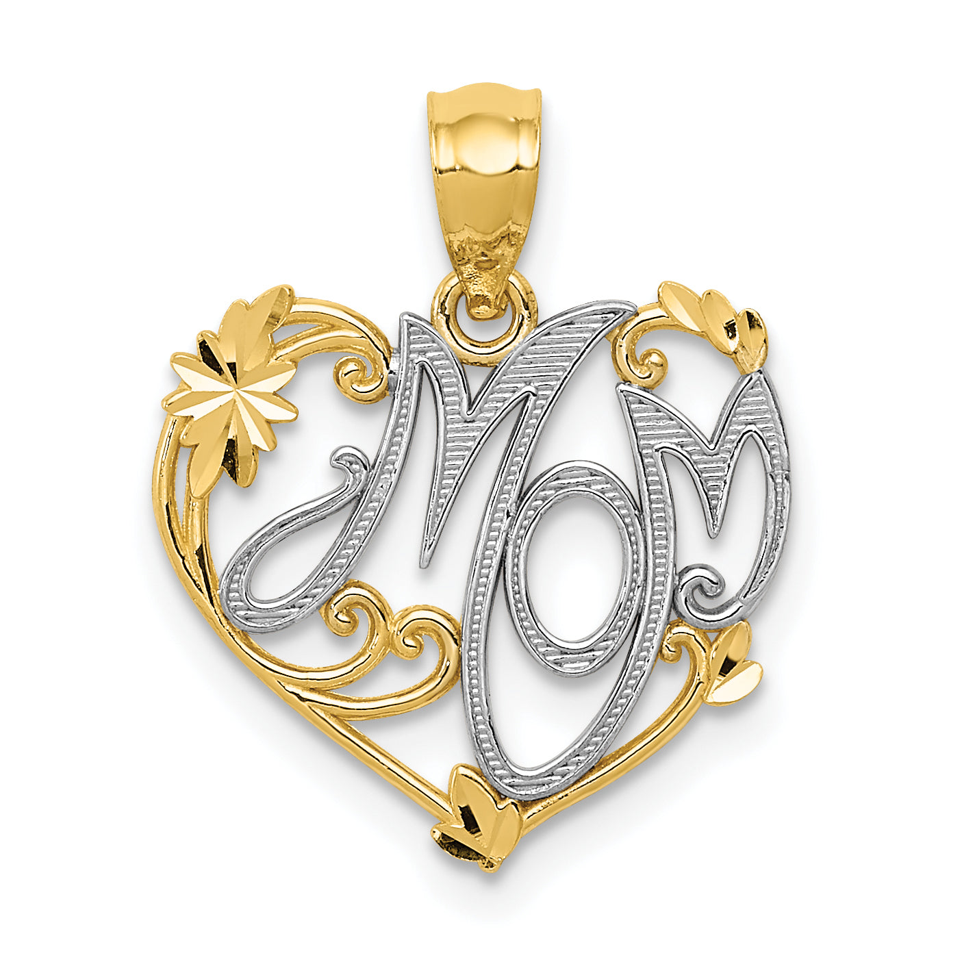14k Yellow & Rhodium 14k and Rhodium MOM Pendant