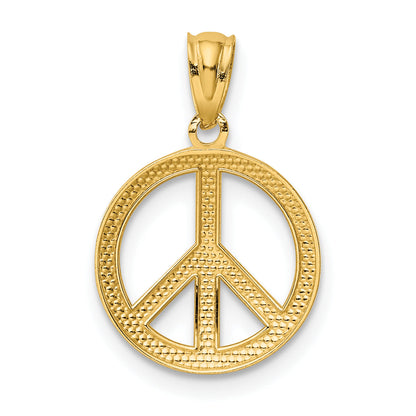 14k Yellow Gold 14k Polished Peace Sign Circle Pendant