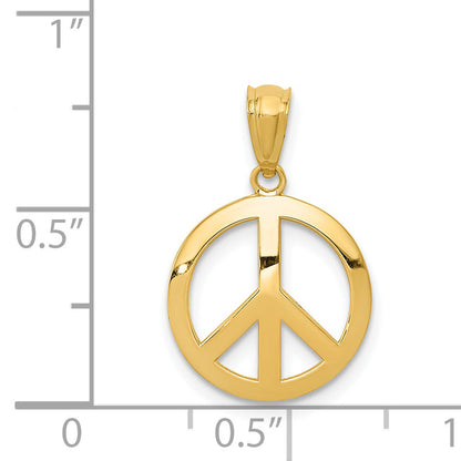 14k Yellow Gold 14k Polished Peace Sign Circle Pendant