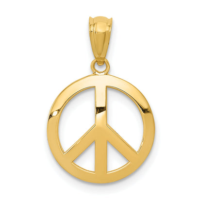 14k Yellow Gold 14k Polished Peace Sign Circle Pendant