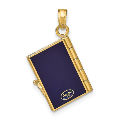 14k Yellow Gold 14K Enamel 3-D Passport Opens Pendant