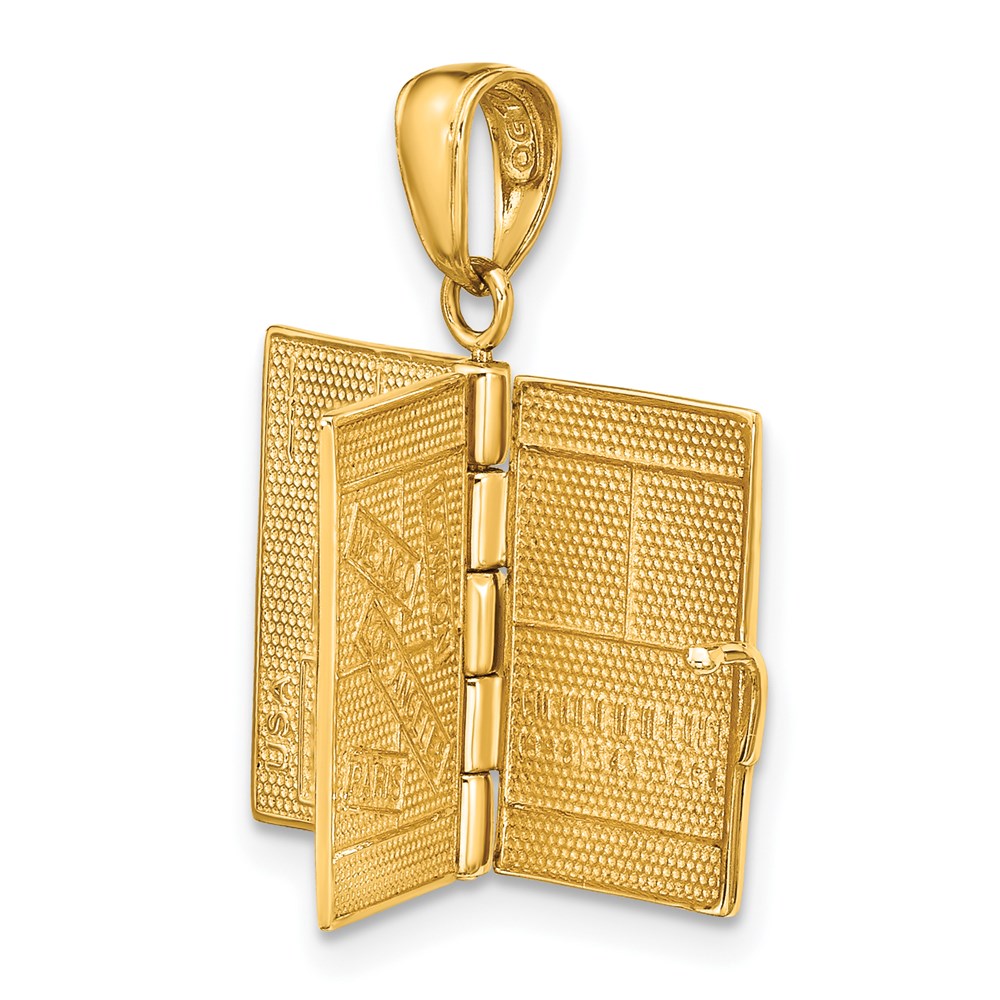 14k Yellow Gold 14K Enamel 3-D Passport Opens Pendant