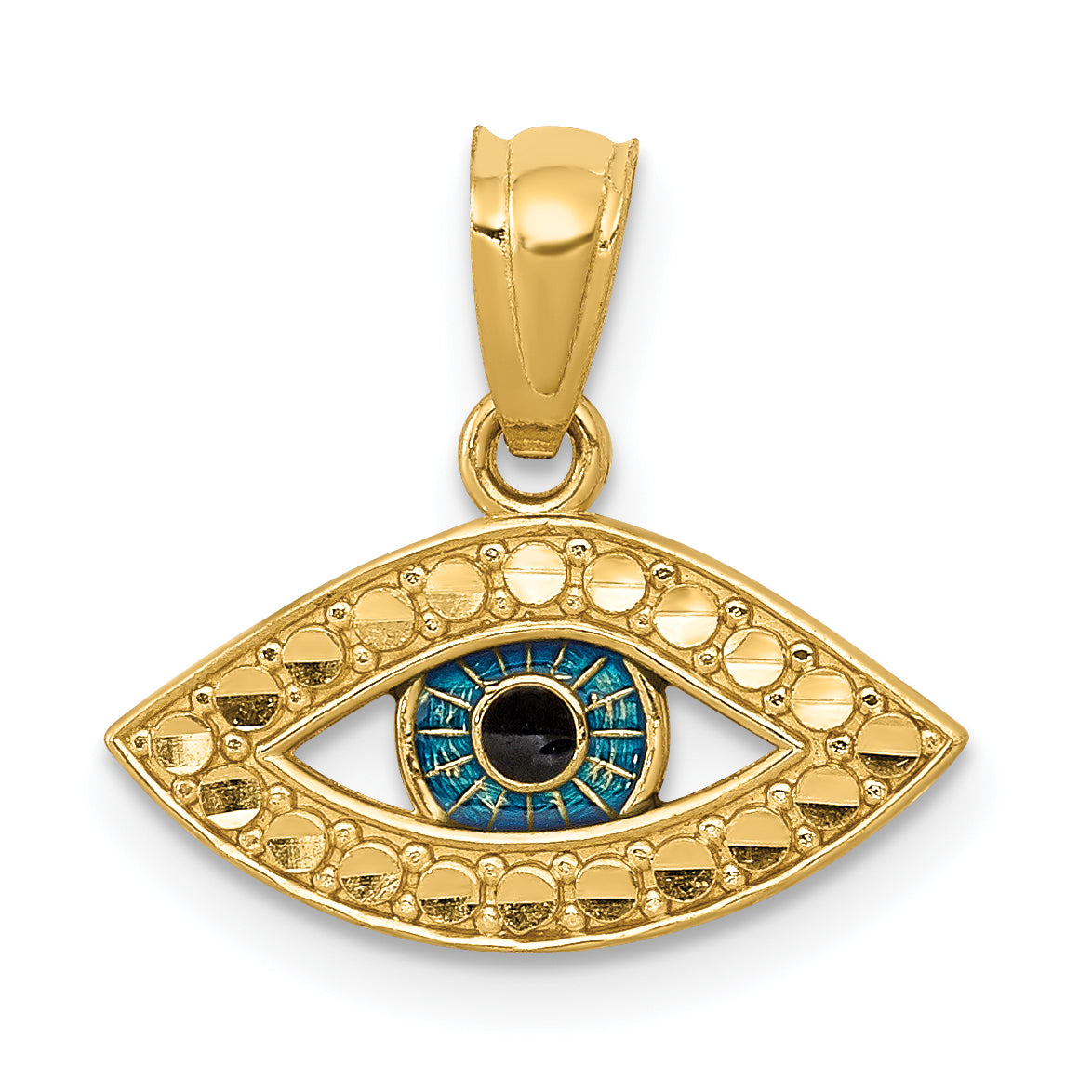 14k Yellow Gold 14K Enameled Eye Pendant
