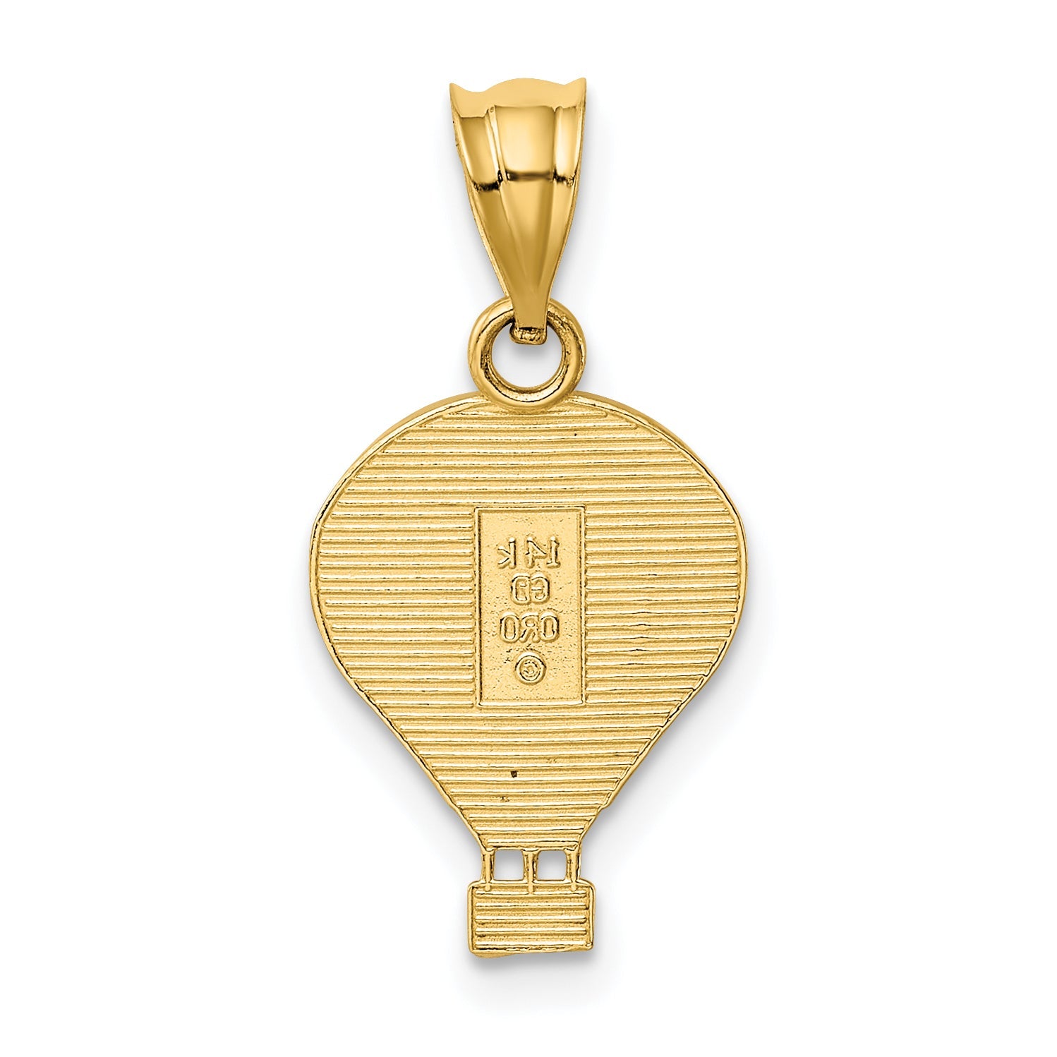 14k Yellow Gold 14k Polished Multi-color Enamel Hot Air Balloon Pendant