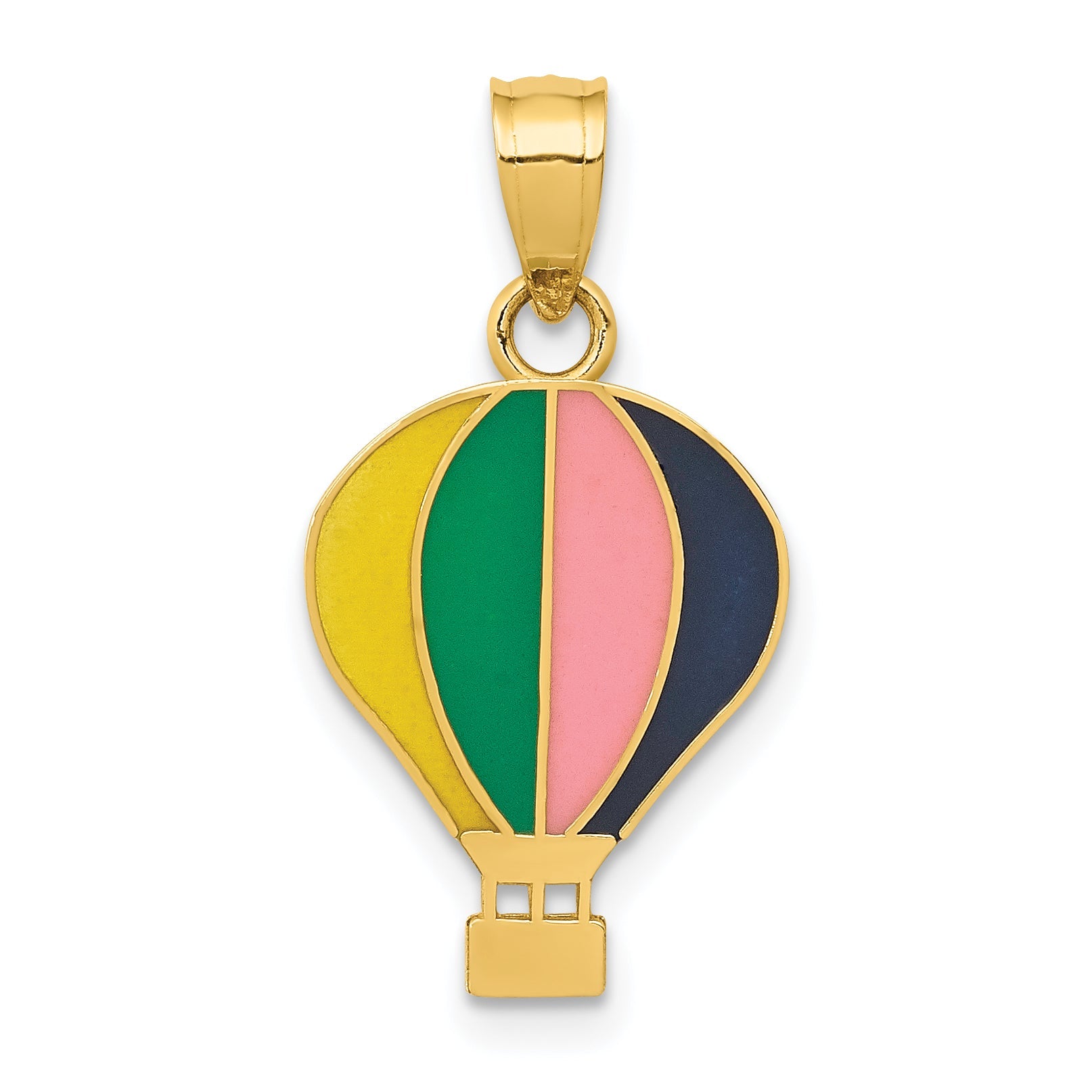 14k Yellow Gold 14k Polished Multi-color Enamel Hot Air Balloon Pendant