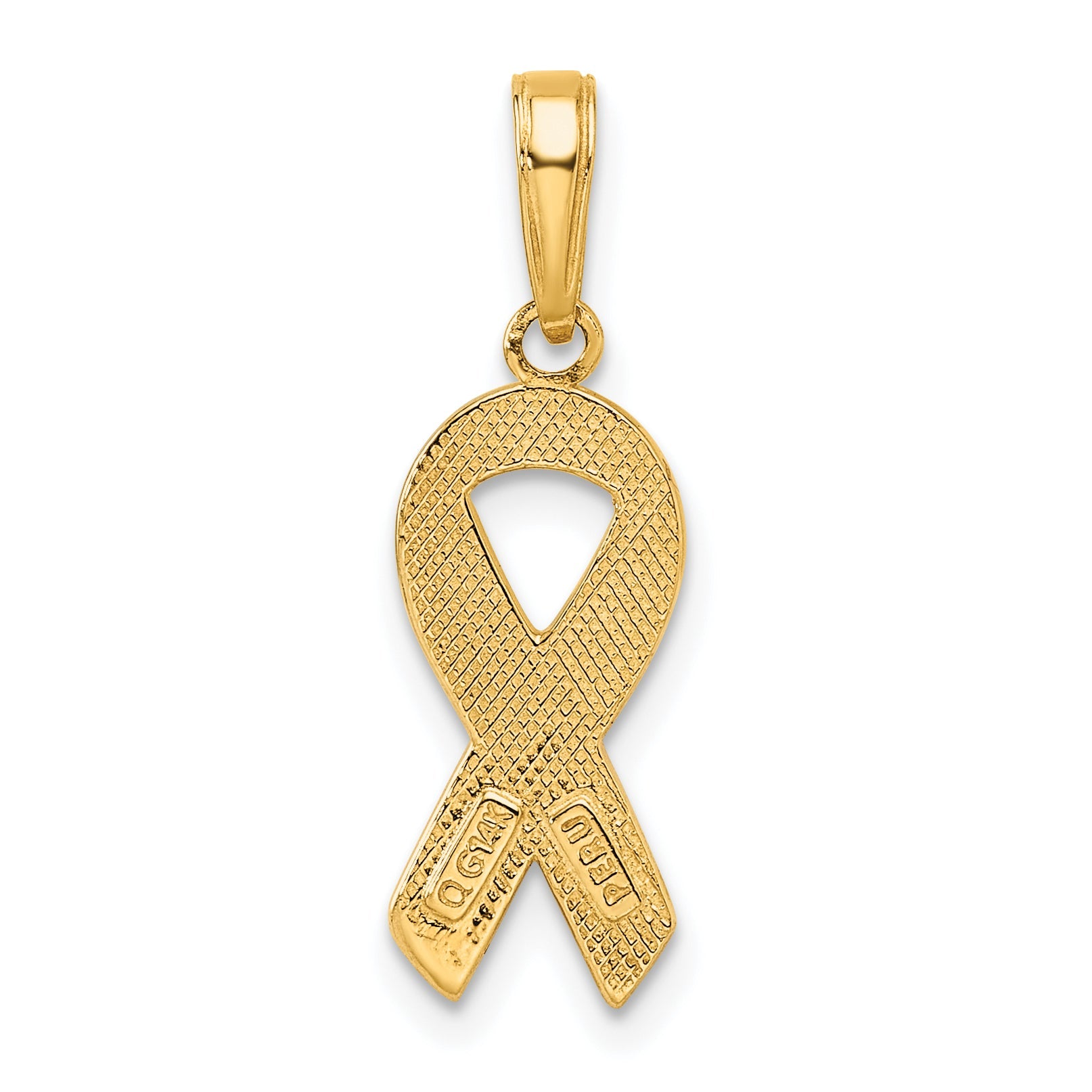 14k Yellow Gold 14k Pink Enameled Awareness Ribbon Pendant