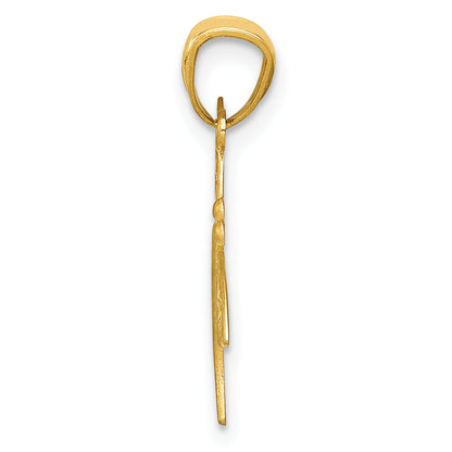 14k Yellow Gold 14k Satin Diamond-cut Dragonfly Pendant