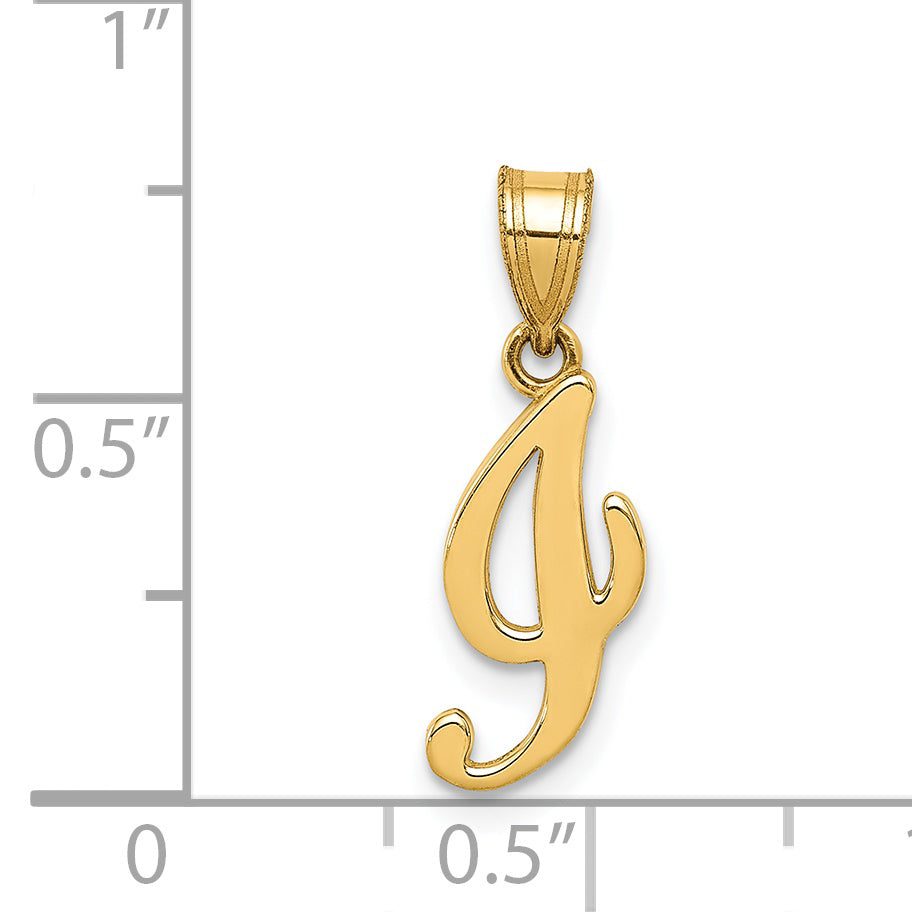 14k Yellow Gold 14KY Script Letter I Initial Pendant