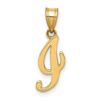 14k Yellow Gold 14KY Script Letter I Initial Pendant