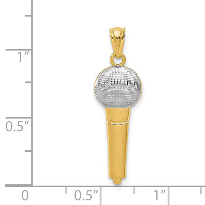 14k Yellow & Rhodium 14k and Rhodium Microphone Pendant