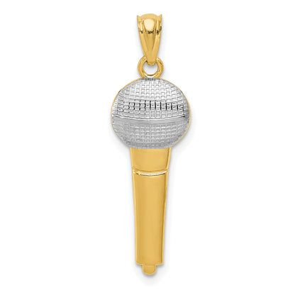 14k Yellow & Rhodium 14k and Rhodium Microphone Pendant