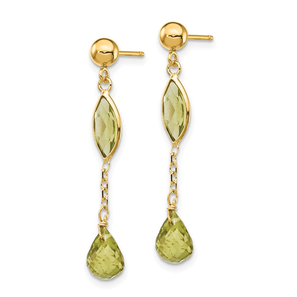 14K Yellow Gold Peridot Post Earrings