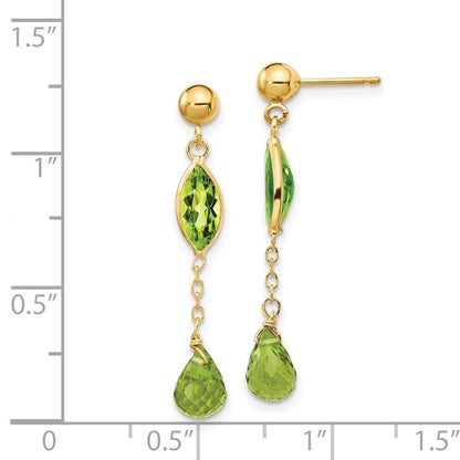 14K Yellow Gold Peridot Post Earrings