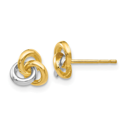 14K Yellow & Rhodium Trinity Knot Earrings