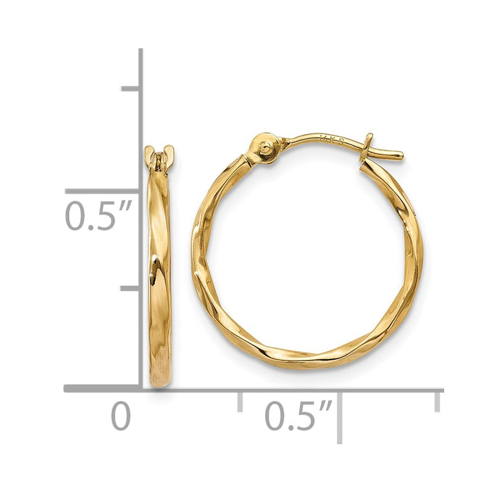 14K Yellow Gold Twist Hoop Earrings