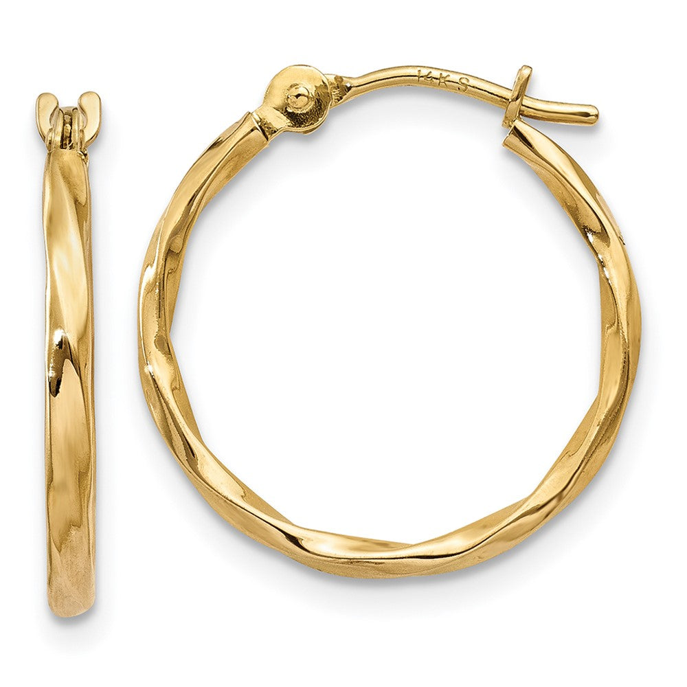 14K Yellow Gold Twist Hoop Earrings