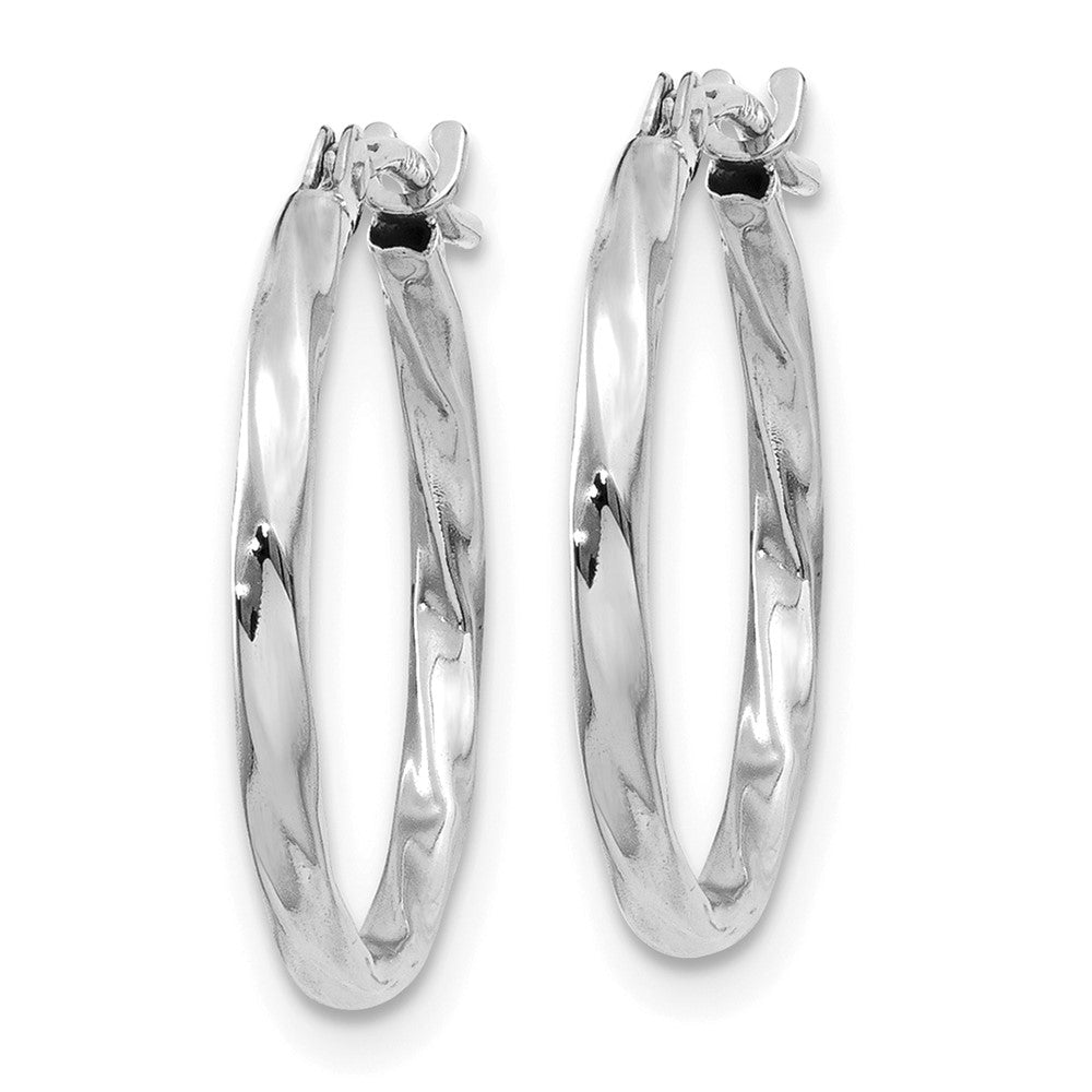 14K White Gold Twisted Hoop Earrings