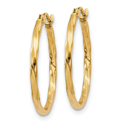 14K Yellow Gold Twist Hoop Earrings