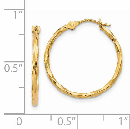14K Yellow Gold Twist Hoop Earrings