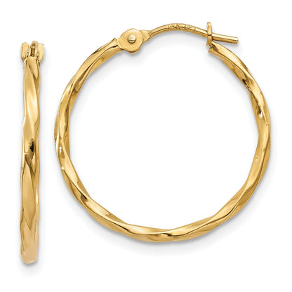 14K Yellow Gold Twist Hoop Earrings