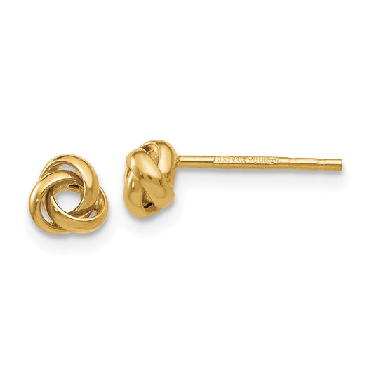 14K Yellow Gold Polished Knot Post Earrings